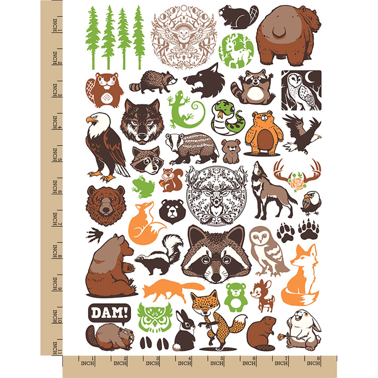 Forest Creatures Animals Birds Temporary Tattoo Water Resistant Fake Body Art Set Collection